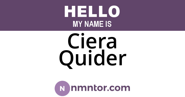 Ciera Quider