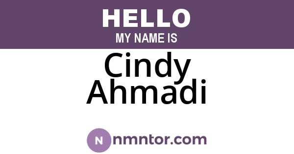 Cindy Ahmadi