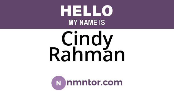 Cindy Rahman