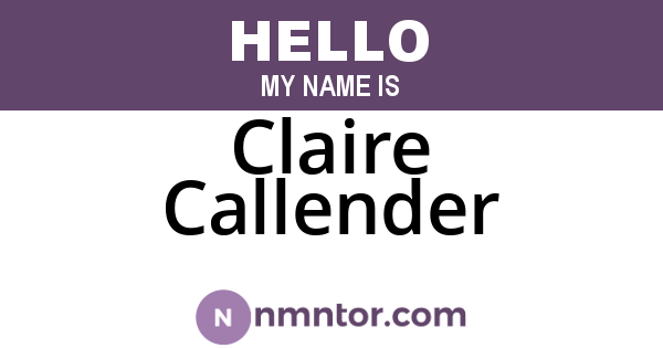 Claire Callender