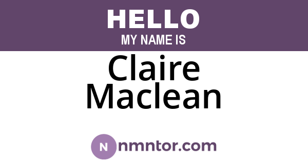 Claire Maclean