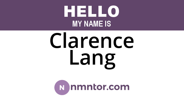 Clarence Lang