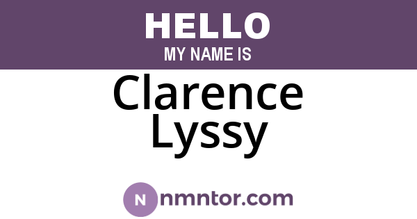 Clarence Lyssy