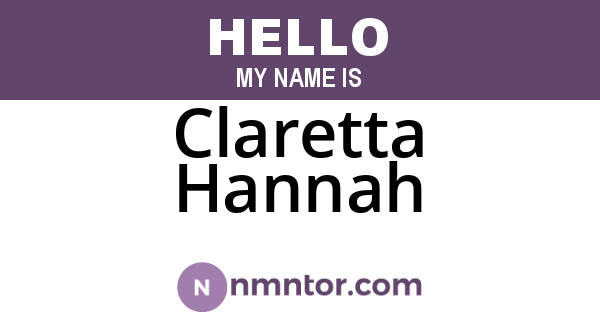 Claretta Hannah