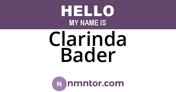 Clarinda Bader
