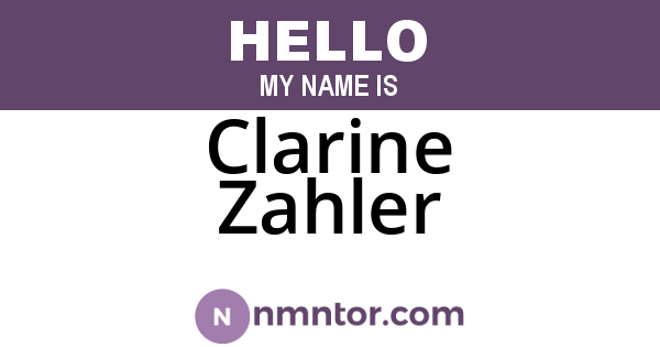 Clarine Zahler