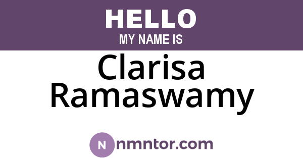 Clarisa Ramaswamy