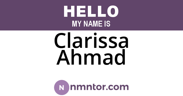 Clarissa Ahmad