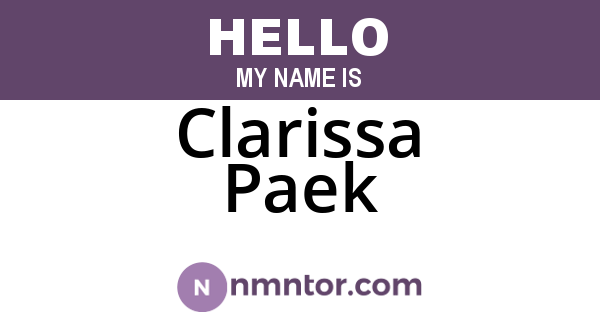 Clarissa Paek