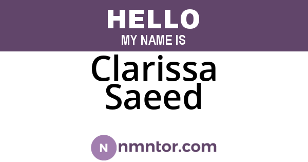 Clarissa Saeed