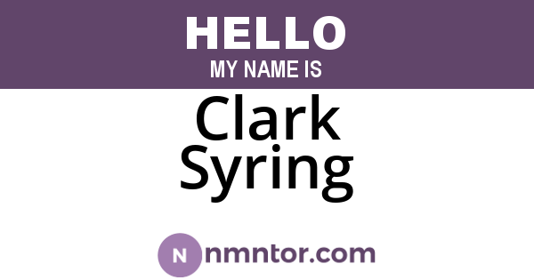 Clark Syring