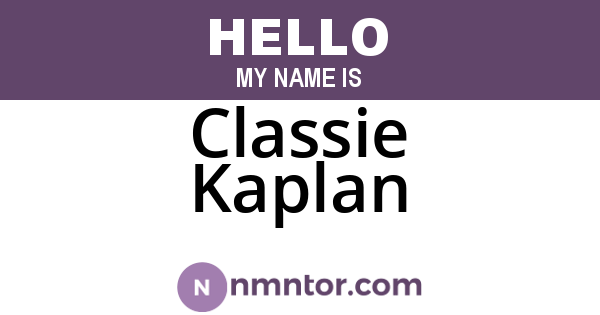 Classie Kaplan