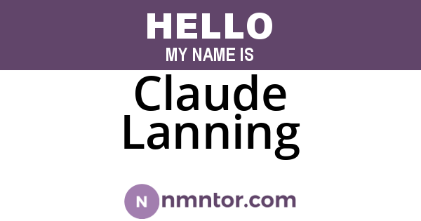 Claude Lanning