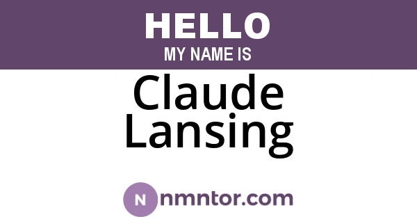 Claude Lansing