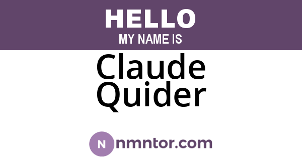 Claude Quider