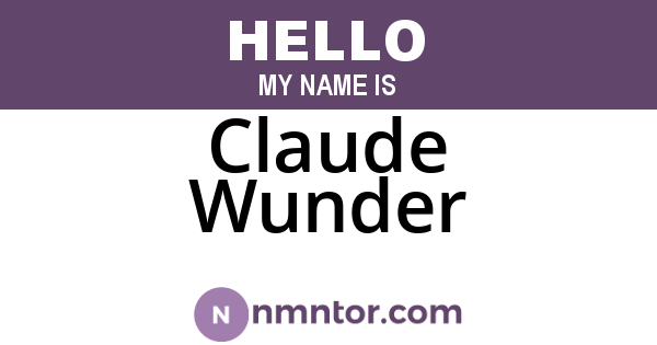 Claude Wunder