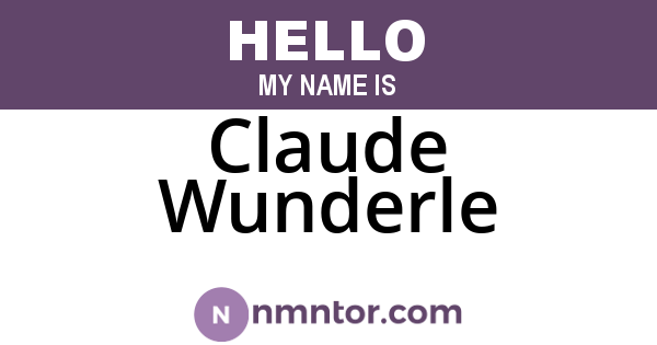Claude Wunderle