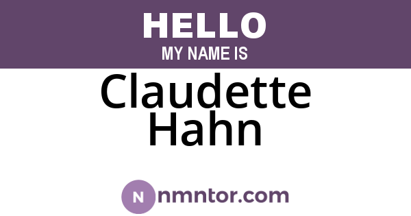 Claudette Hahn