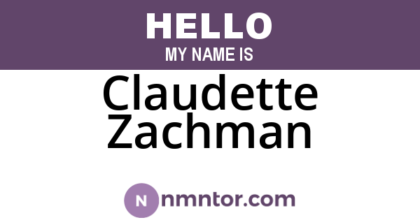 Claudette Zachman