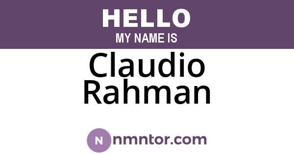 Claudio Rahman