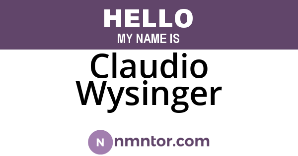 Claudio Wysinger