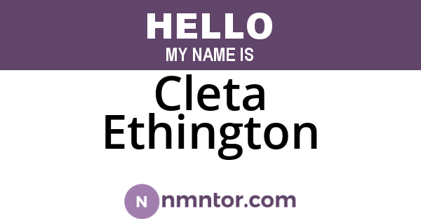 Cleta Ethington