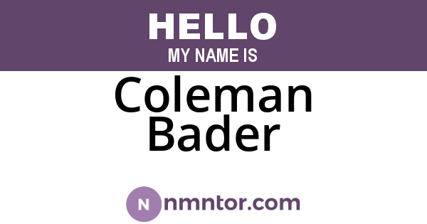 Coleman Bader