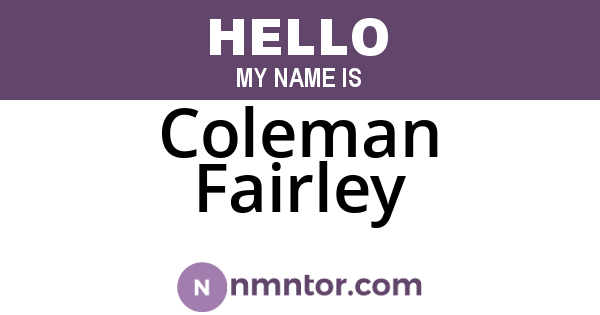 Coleman Fairley