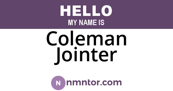 Coleman Jointer