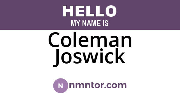Coleman Joswick