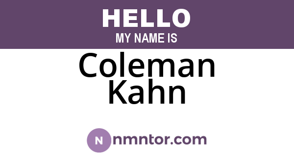 Coleman Kahn