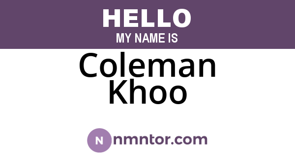 Coleman Khoo