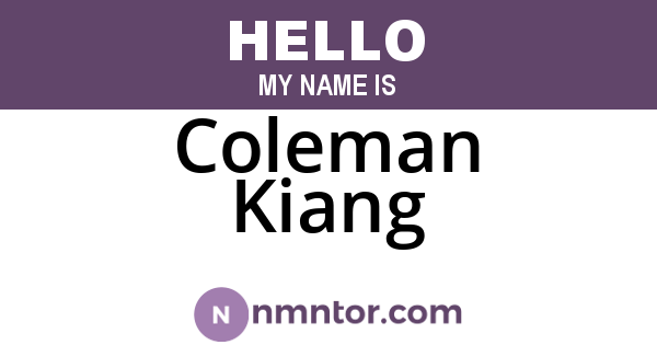 Coleman Kiang