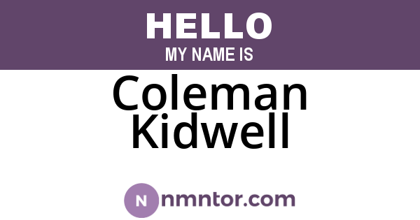 Coleman Kidwell
