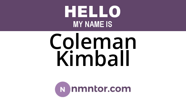 Coleman Kimball