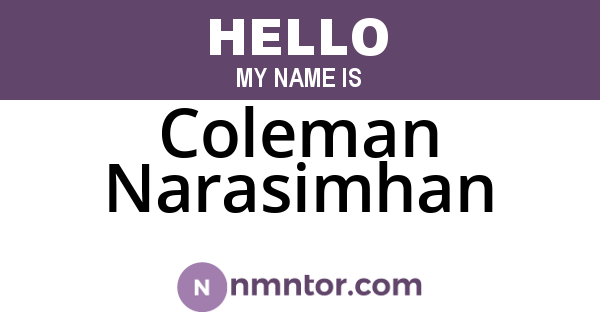 Coleman Narasimhan