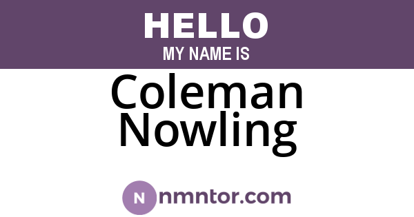 Coleman Nowling