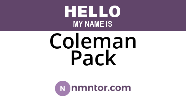 Coleman Pack