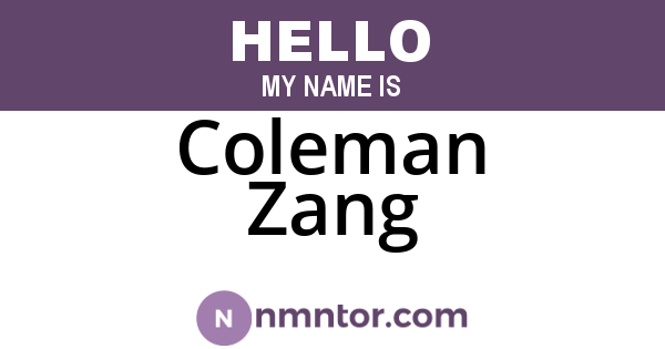Coleman Zang