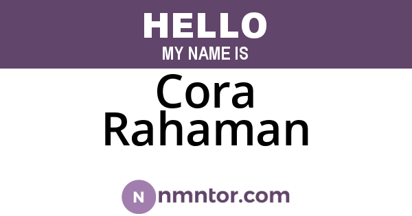 Cora Rahaman