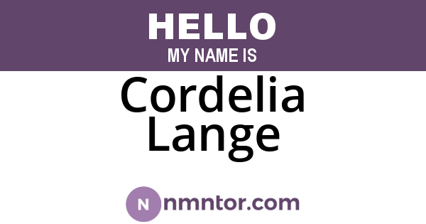 Cordelia Lange