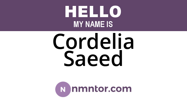 Cordelia Saeed