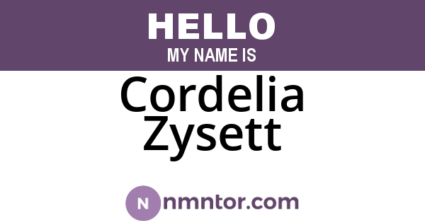 Cordelia Zysett