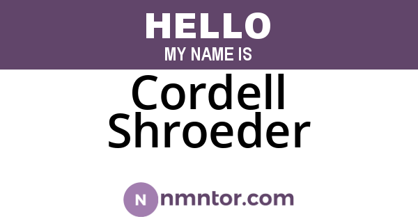 Cordell Shroeder