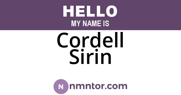 Cordell Sirin