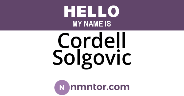 Cordell Solgovic