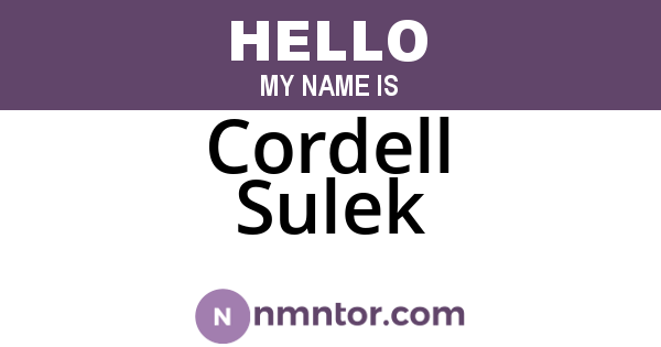 Cordell Sulek