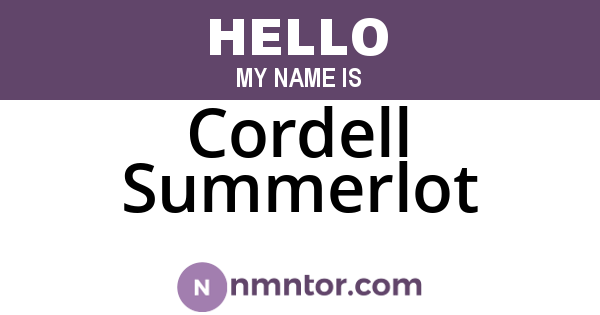 Cordell Summerlot