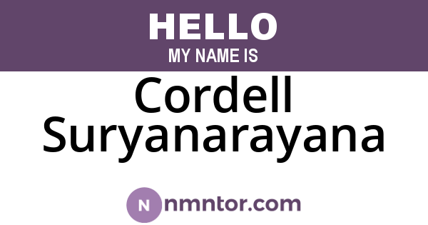 Cordell Suryanarayana