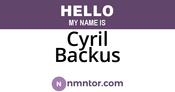 Cyril Backus